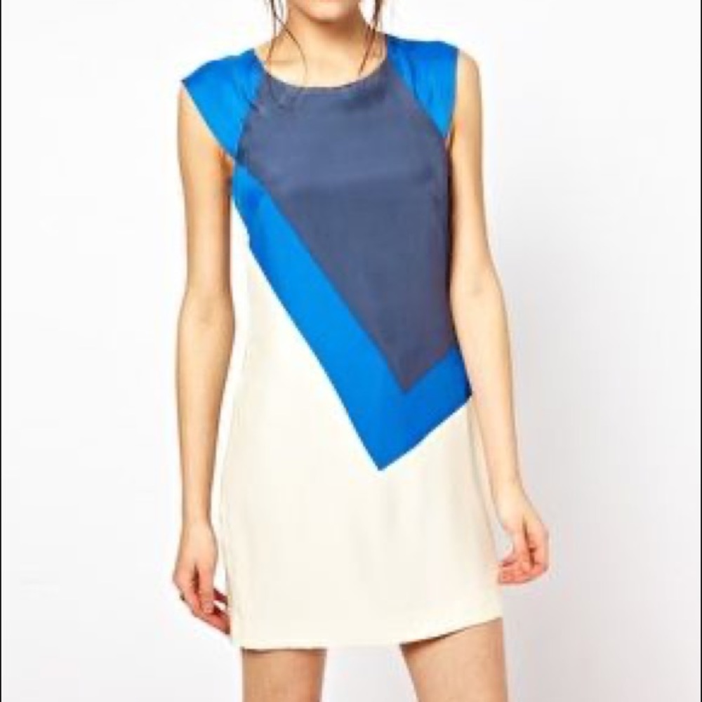 French Connection silk color block dress
